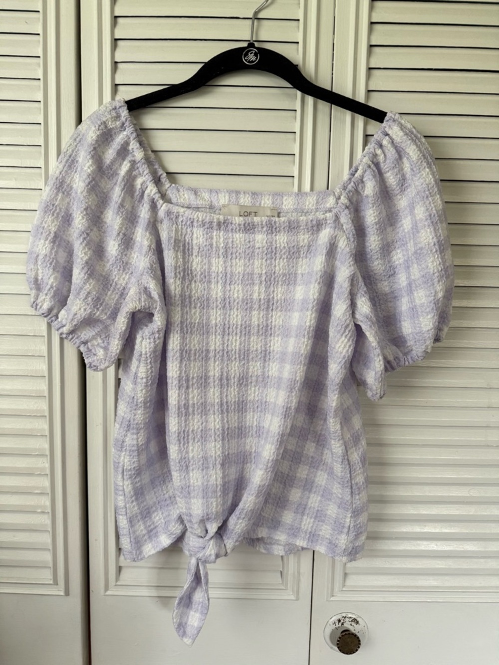 LOFT textured gingham print blouse